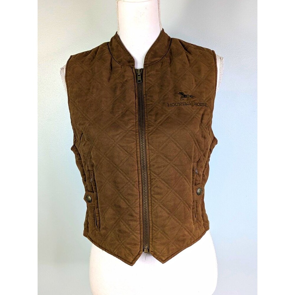 Mountain Horse Womens Medium Brown Quilted Zip Front Equestrian Riding Vest